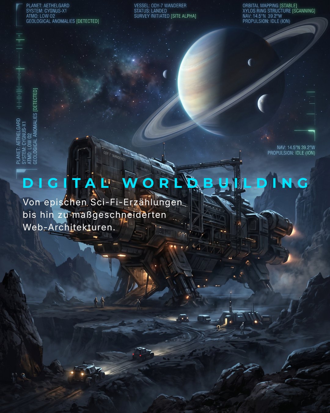 Sci-Fi-Raumschiff Szene aus dem Sektor 9 Worldbuilding